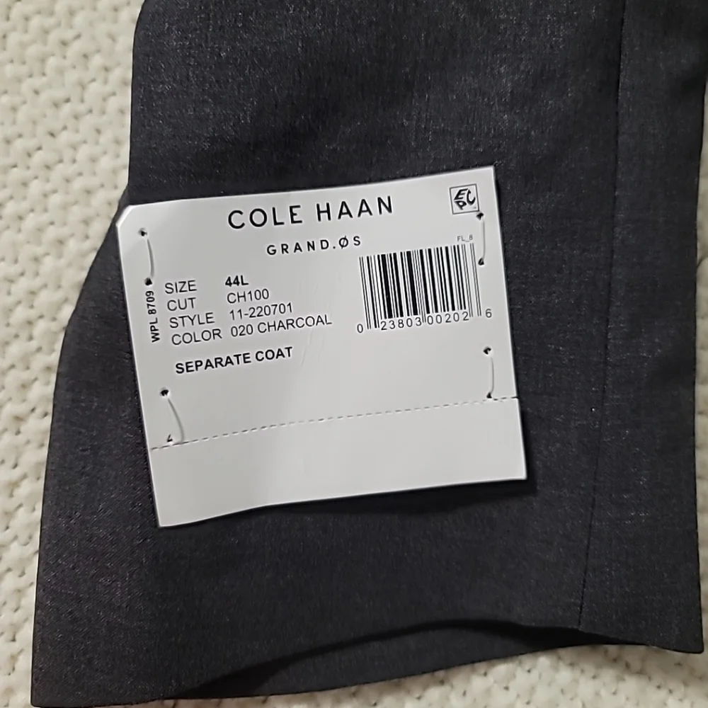 Cole Haan Men's Wool Blend Slim‎ Fit Stretch Sports Coat Charcoal 44L NWT $495